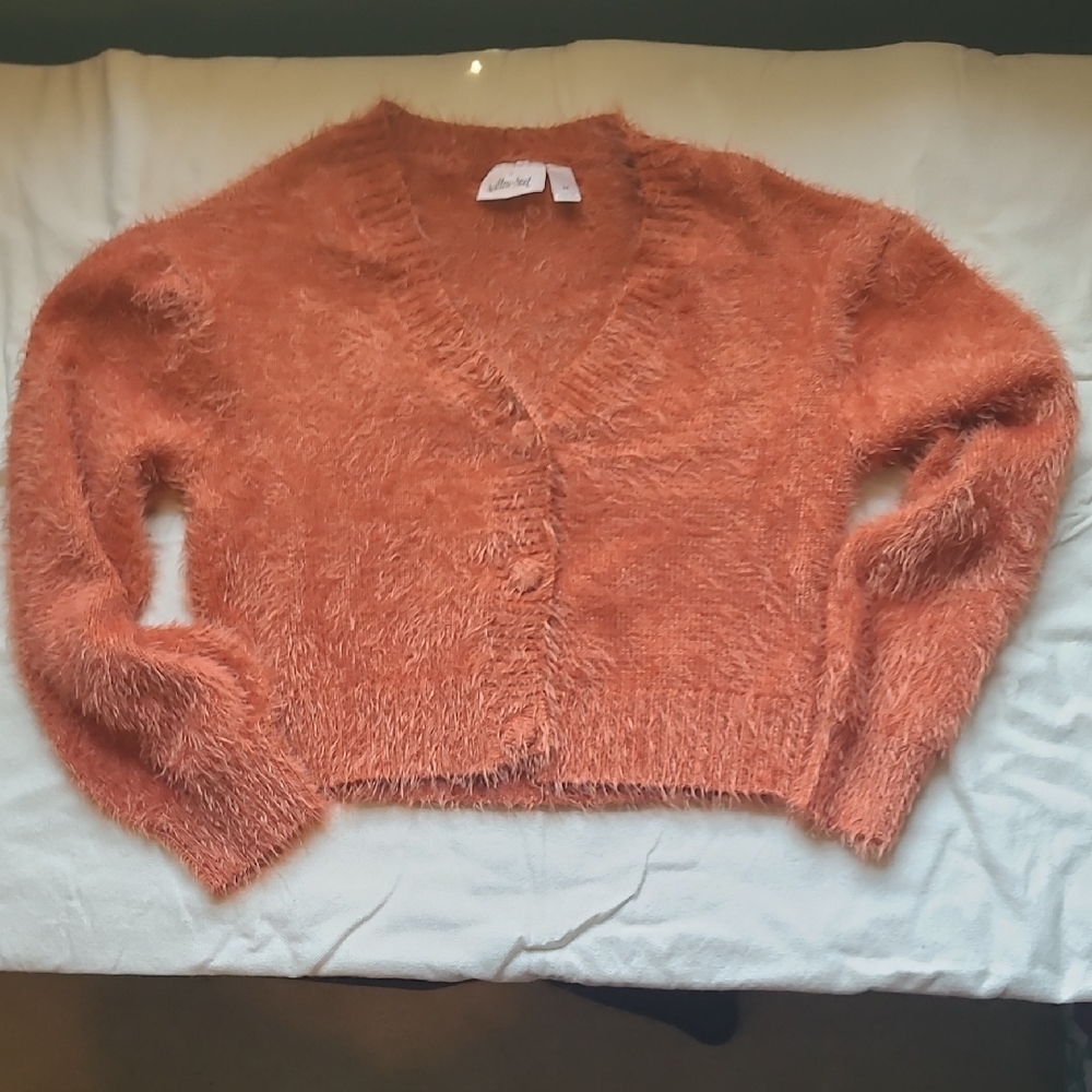 Willow & Root Fuzzy Orange Cardigan